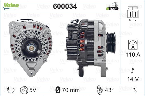 Valeo 600034 - Генератор autocars.com.ua