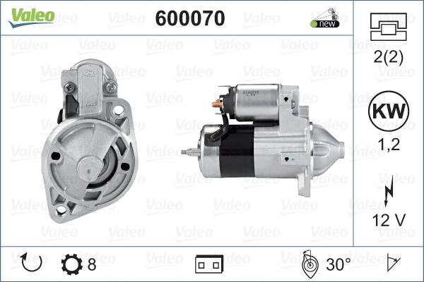 Valeo 600070 - Стартер autocars.com.ua