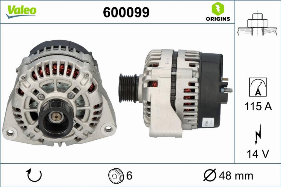 Valeo 600099 - Генератор autocars.com.ua