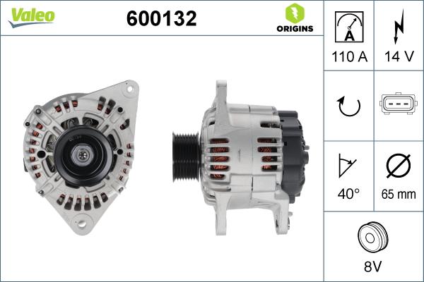 Valeo 600132 - Генератор autocars.com.ua