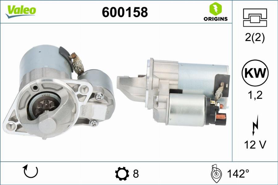 Valeo 600158 - Стартер autocars.com.ua