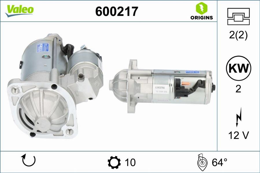 Valeo 600217 - Стартер autocars.com.ua