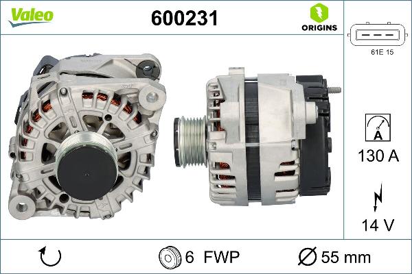 VALEO 600231 - Генератор autocars.com.ua