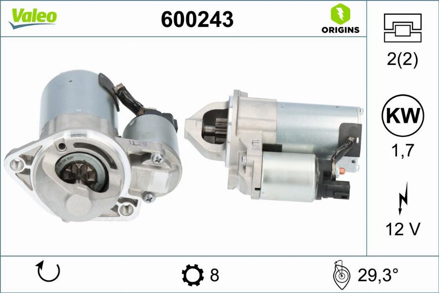 Valeo 600243 - Стартер autodnr.net