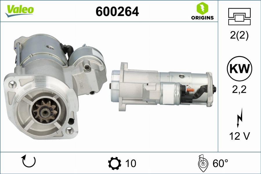 Valeo 600264 - Стартер autocars.com.ua