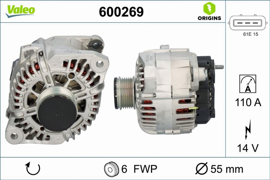 Valeo 600269 - Генератор autocars.com.ua