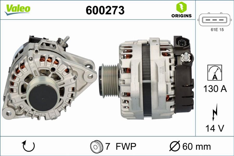 Valeo 600273 - Генератор autocars.com.ua