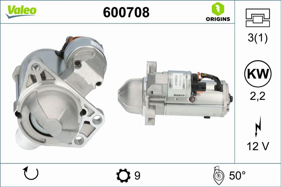 Valeo 600708 - Стартер autocars.com.ua