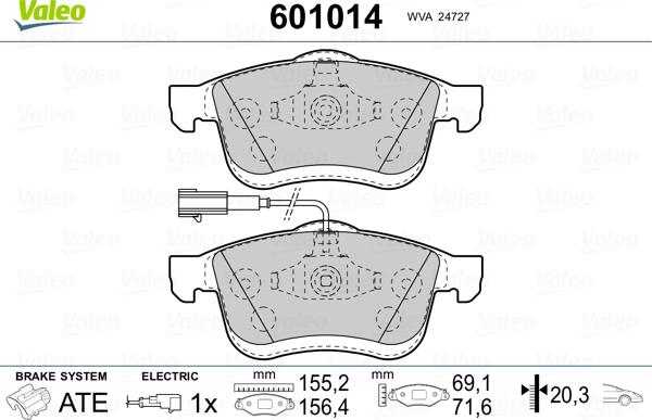 Valeo 601014 - Тормозные колодки, дисковые, комплект avtokuzovplus.com.ua