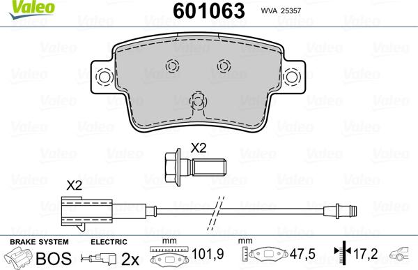 Valeo 601063 - Тормозные колодки, дисковые, комплект autodnr.net