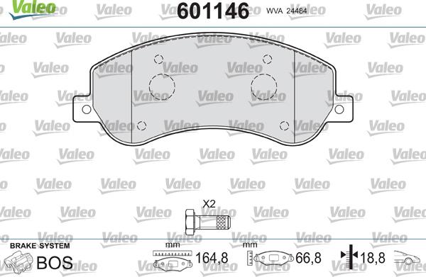 Valeo 601146 - Гальмівні колодки, дискові гальма autocars.com.ua