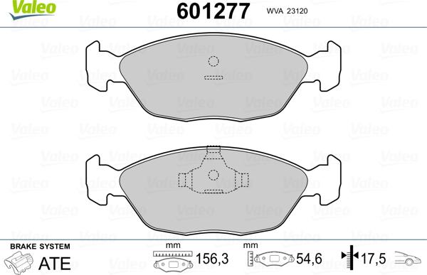 Valeo 601277 - Гальмівні колодки, дискові гальма autocars.com.ua