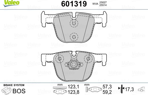 Valeo 601319 - Гальмівні колодки, дискові гальма autocars.com.ua