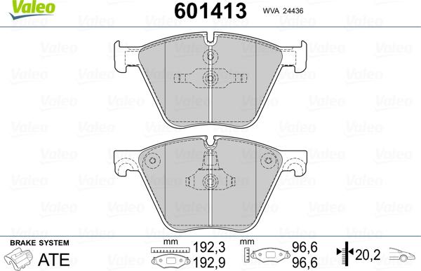 Valeo 601413 - Тормозные колодки, дисковые, комплект avtokuzovplus.com.ua