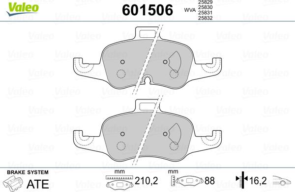 Valeo 601506 - Тормозные колодки, дисковые, комплект autodnr.net