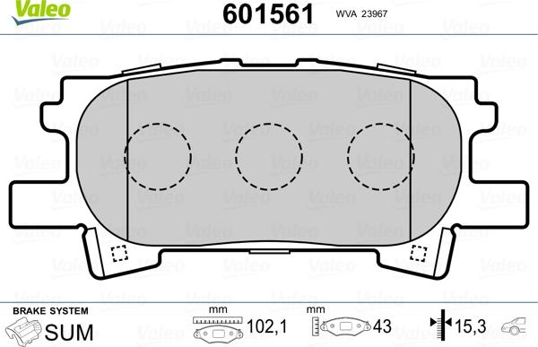 Valeo 601561 - Гальмівні колодки, дискові гальма autocars.com.ua