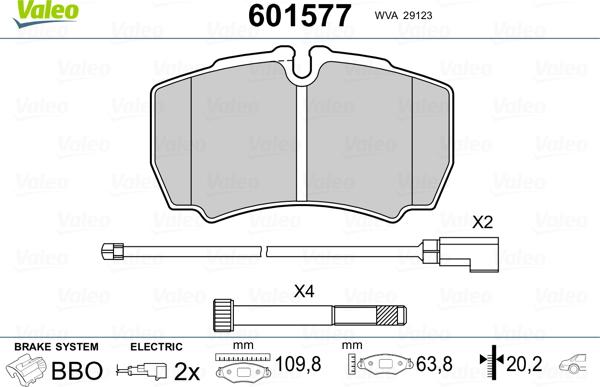 Valeo 601577 - Тормозные колодки, дисковые, комплект avtokuzovplus.com.ua