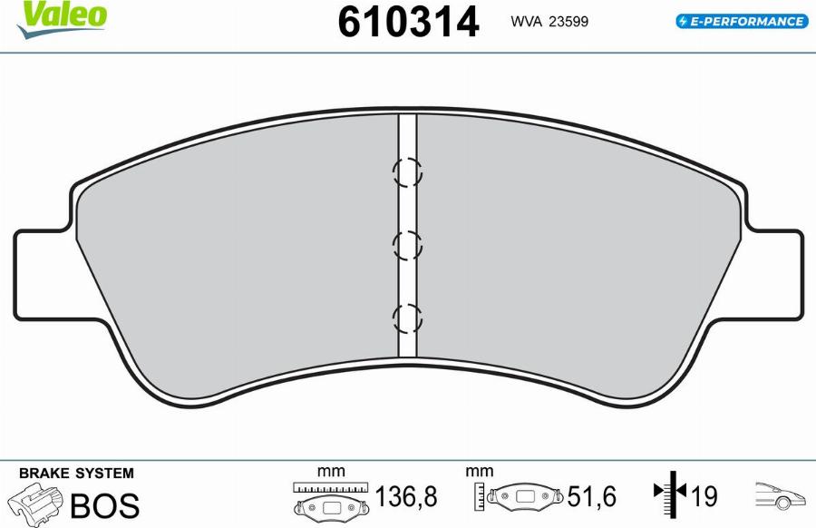 Valeo 610314 - Тормозные колодки, дисковые, комплект autodnr.net