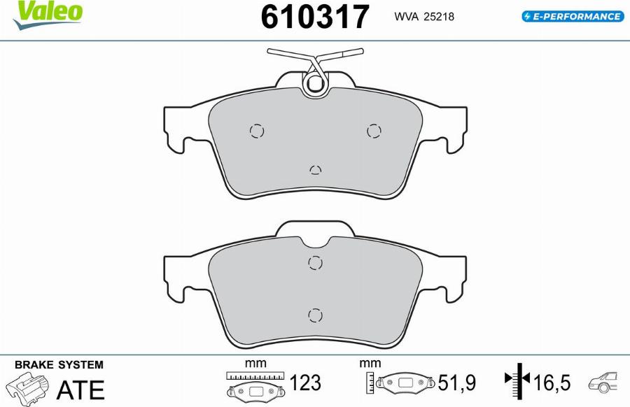 Valeo 610317 - Тормозные колодки, дисковые, комплект autodnr.net