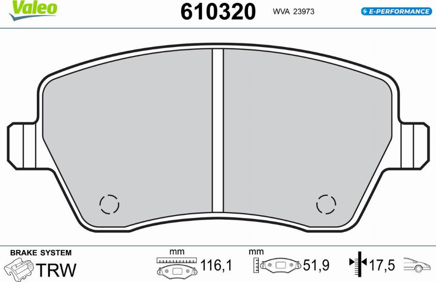 Valeo 610320 - Тормозные колодки, дисковые, комплект autodnr.net