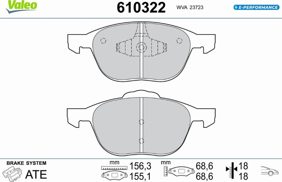 Valeo 610322 - Тормозные колодки, дисковые, комплект autodnr.net