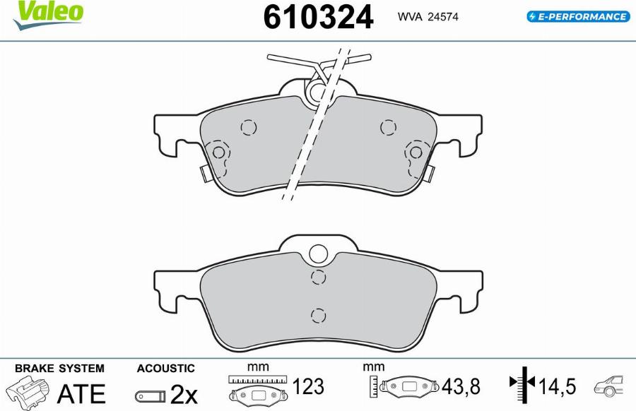 Valeo 610324 - Тормозные колодки, дисковые, комплект autodnr.net