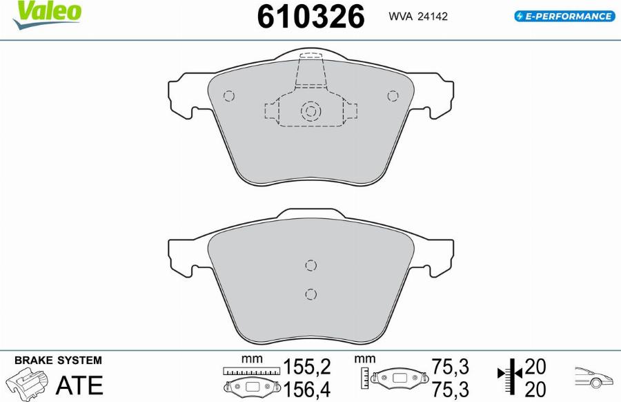 Valeo 610326 - Тормозные колодки, дисковые, комплект autodnr.net