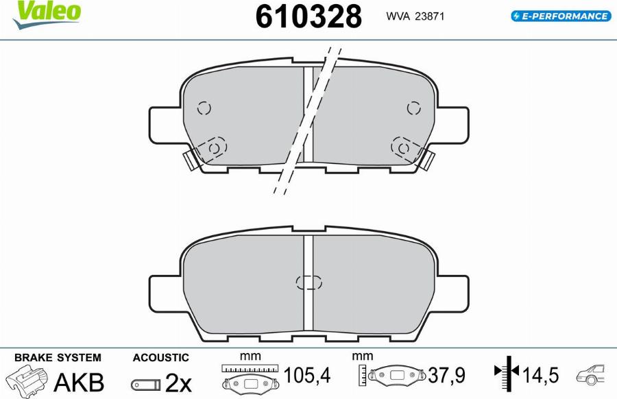 Valeo 610328 - Тормозные колодки, дисковые, комплект autodnr.net