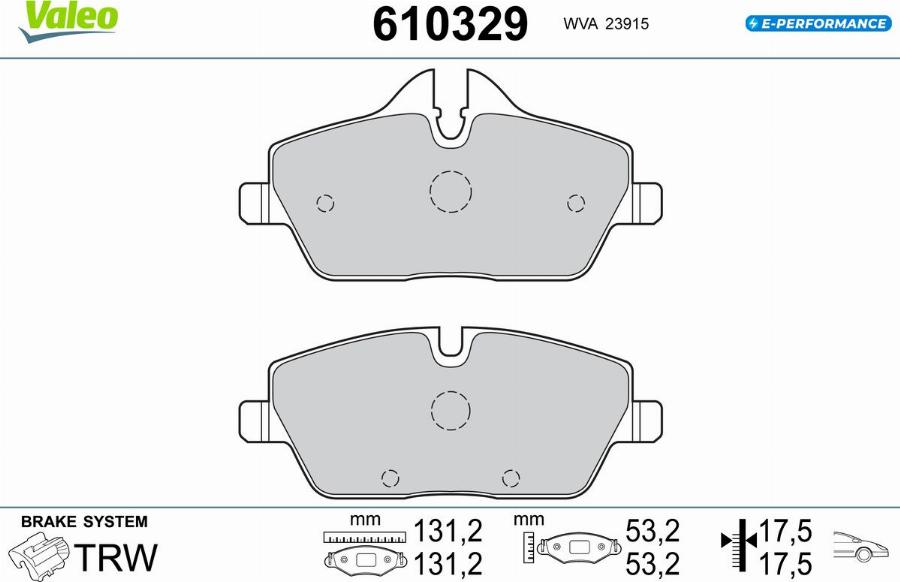 Valeo 610329 - Тормозные колодки, дисковые, комплект autodnr.net