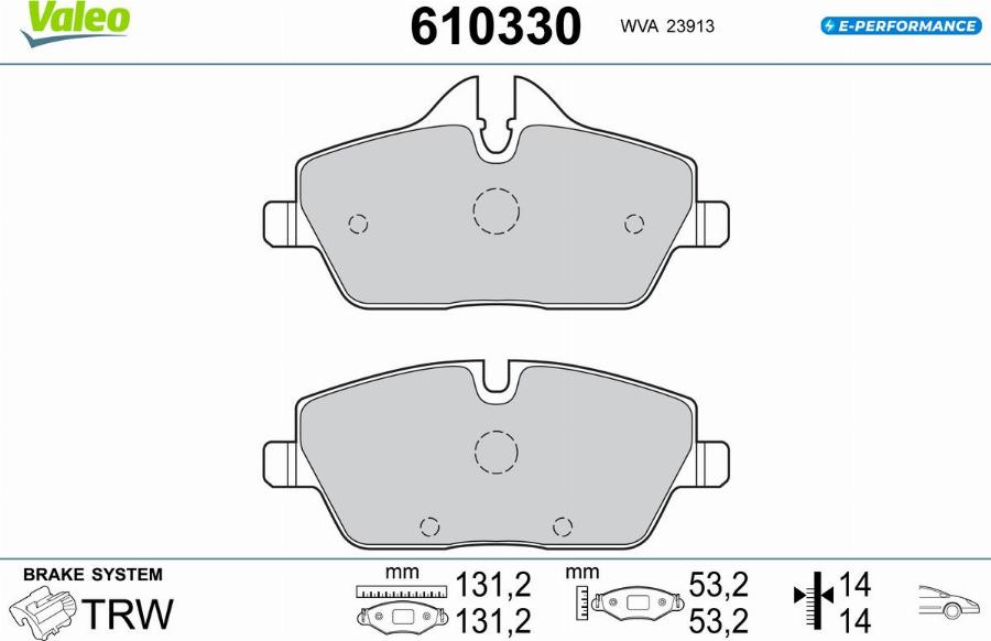 Valeo 610330 - Тормозные колодки, дисковые, комплект autodnr.net