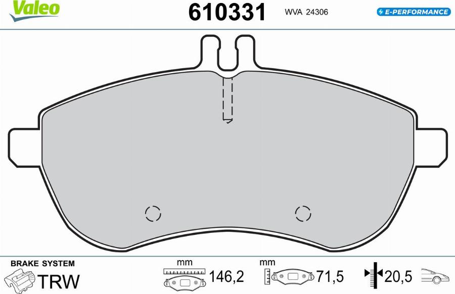 Valeo 610331 - Тормозные колодки, дисковые, комплект autodnr.net