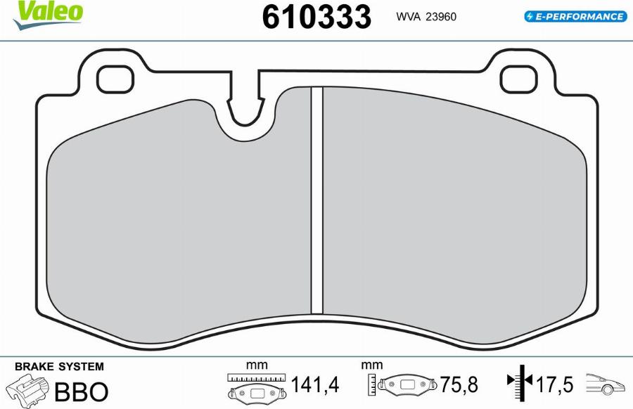 Valeo 610333 - Гальмівні колодки, дискові гальма autocars.com.ua