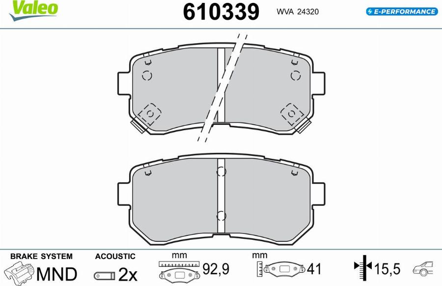 Valeo 610339 - Тормозные колодки, дисковые, комплект autodnr.net