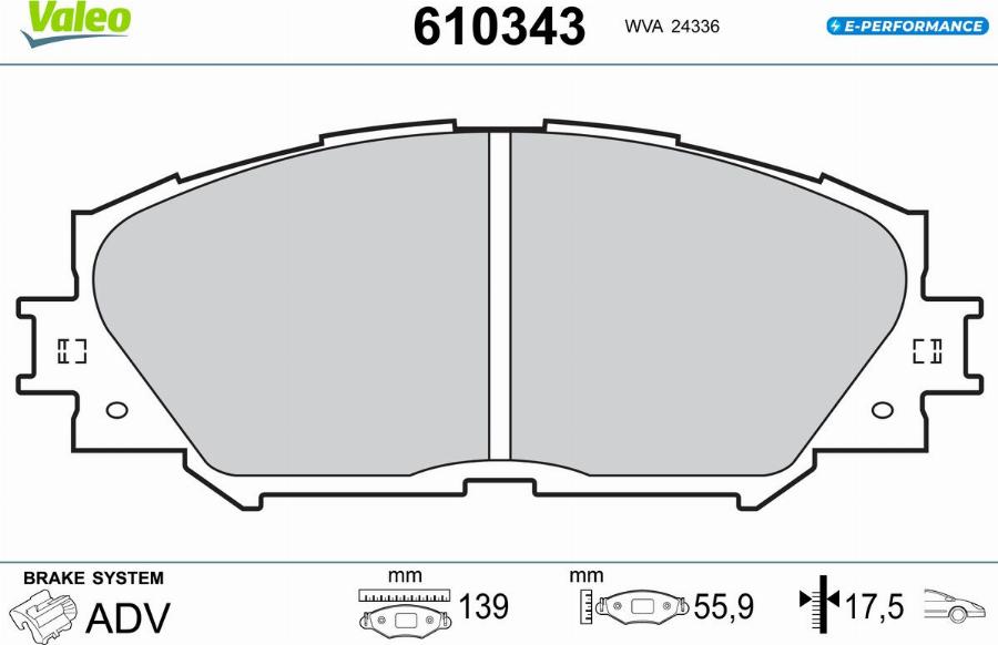 Valeo 610343 - Тормозные колодки, дисковые, комплект autodnr.net