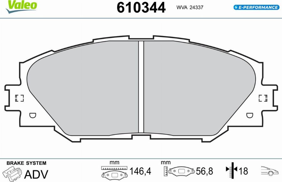 Valeo 610344 - Тормозные колодки, дисковые, комплект autodnr.net