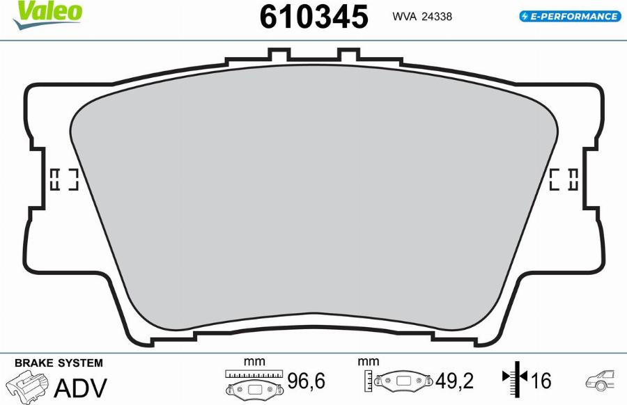 Valeo 610345 - Тормозные колодки, дисковые, комплект autodnr.net