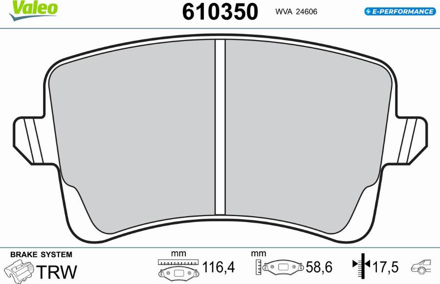 Valeo 610350 - Тормозные колодки, дисковые, комплект autodnr.net