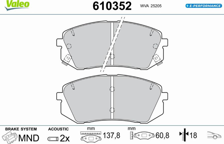 Valeo 610352 - Тормозные колодки, дисковые, комплект autodnr.net