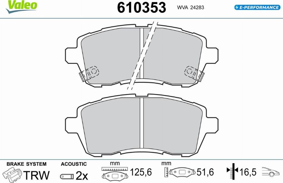 Valeo 610353 - Тормозные колодки, дисковые, комплект autodnr.net