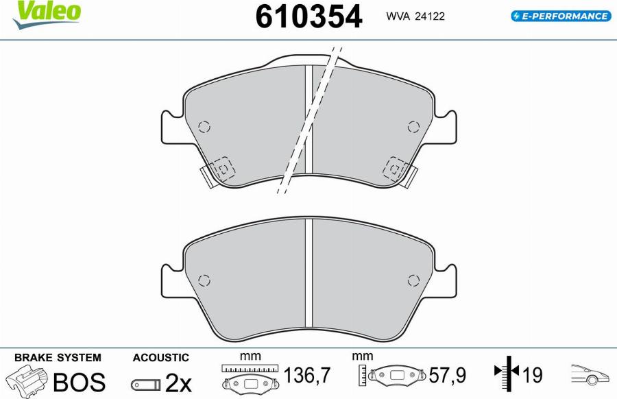 Valeo 610354 - Тормозные колодки, дисковые, комплект autodnr.net