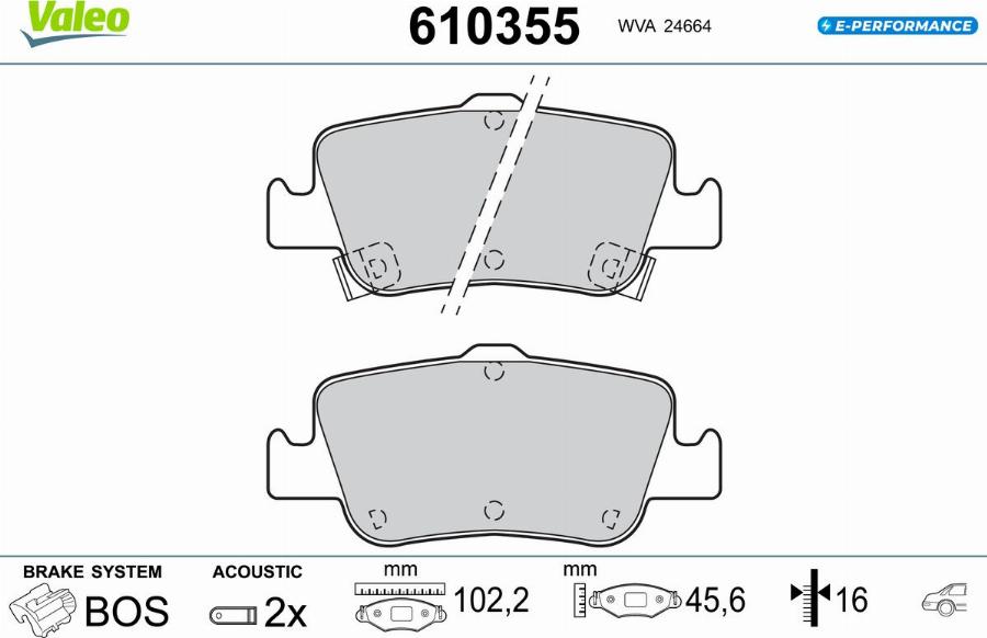 Valeo 610355 - Гальмівні колодки, дискові гальма autocars.com.ua