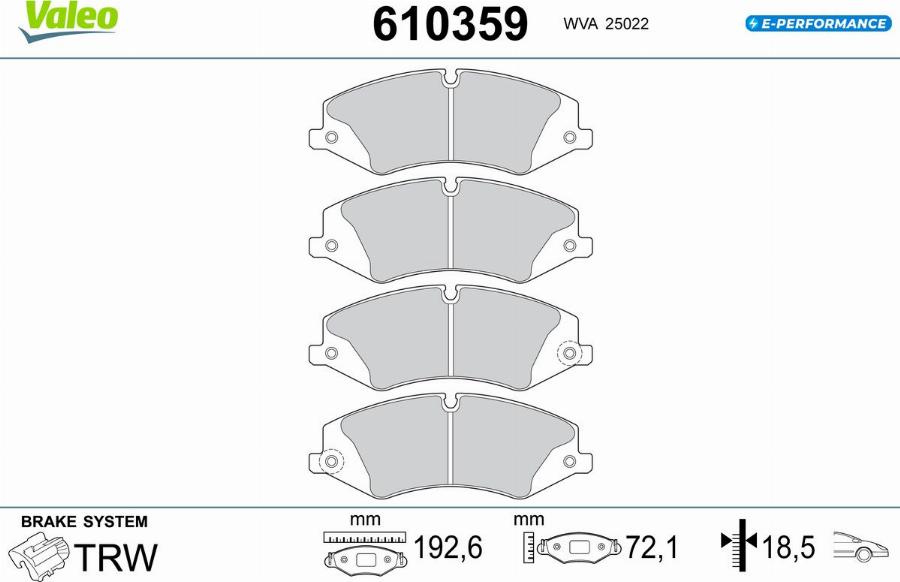 Valeo 610359 - Тормозные колодки, дисковые, комплект autodnr.net