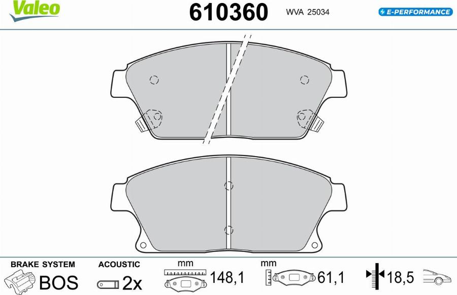 Valeo 610360 - Тормозные колодки, дисковые, комплект autodnr.net