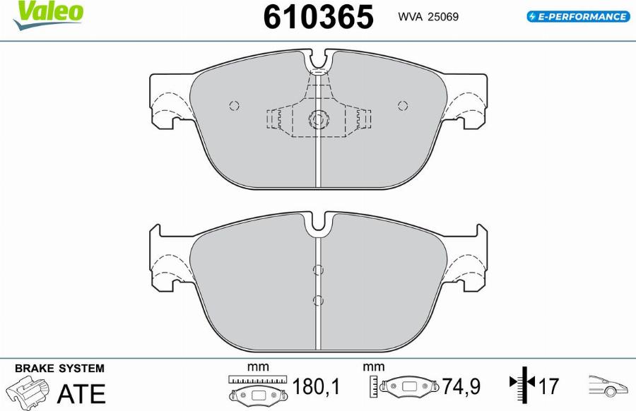 Valeo 610365 - Тормозные колодки, дисковые, комплект autodnr.net