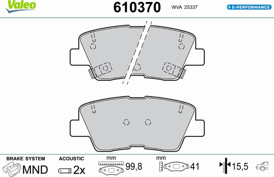 Valeo 610370 - Тормозные колодки, дисковые, комплект autodnr.net