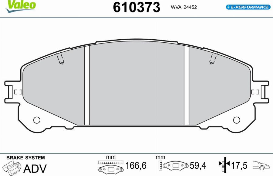 Valeo 610373 - Гальмівні колодки, дискові гальма autocars.com.ua