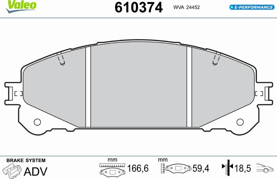 Valeo 610374 - Гальмівні колодки, дискові гальма autocars.com.ua