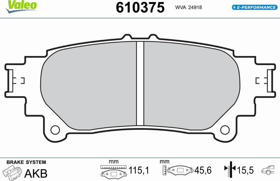 Valeo 610375 - Тормозные колодки, дисковые, комплект autodnr.net