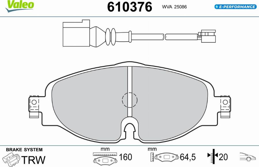 Valeo 610376 - Тормозные колодки, дисковые, комплект autodnr.net