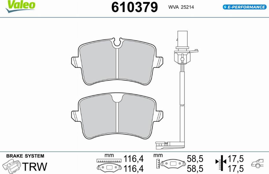 Valeo 610379 - Тормозные колодки, дисковые, комплект autodnr.net